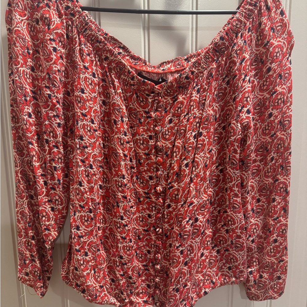 Red Paisley Women's Top